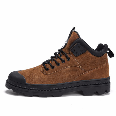 

Mens Boots Leather Casual Shoes Fashion Winter Boots Men Light Martin Boots Work Shoes Black Brown Khaki Size 39-44