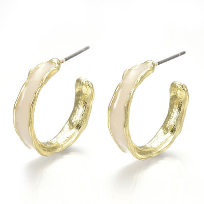 

Alloy Ear Studs with Enamel&Steel Pins Light Gold AntiqueWhite 215x23x55mm Pin 07mm
