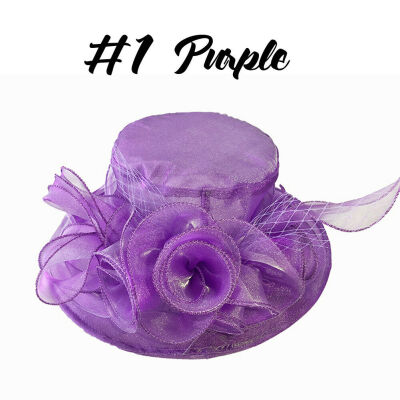 

Women Kentucky Derby Sun Hat Wide Brim Wedding Tea Party Church Organza Hats