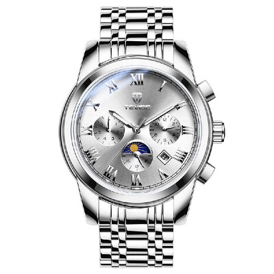 

TEVIS Multifunctional Watch Men Fashion Automatic Mechanical Waterproof Watch Stainless Steel Band Wristwatch