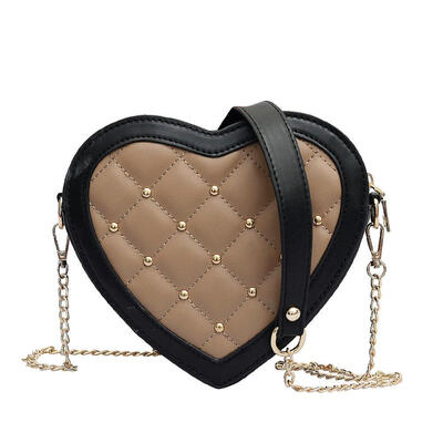 

Rivet Love Heart Women Leather Crossbody Bag Chain Shoulder Messenger Bags