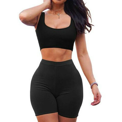

Women 2 Piece Outfits Sleeveless Crop Top Pants Set Casual Jumpsuit Rompers