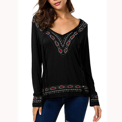 

Nomeni Women Autumn Long Sleeve Ptint Bandage Blouse tops