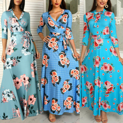 

Women Fashion Boho Long Maxi Evening Party Beach Dress Floral Sundress