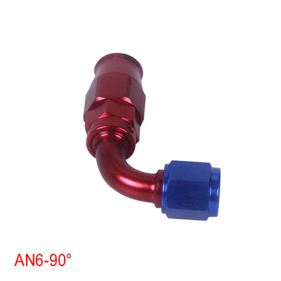 

Tailored AN -6 90 degree Stealth Blue & Red Teflon Hose Fitting Oil Fuel Line Adapter
