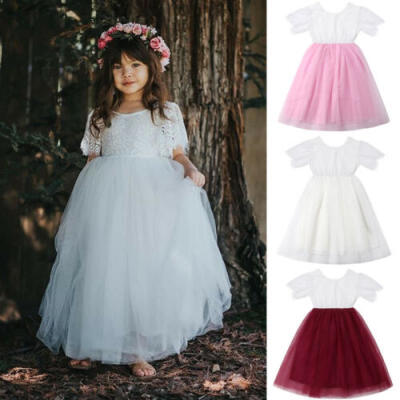 

UK Kids Baby Flower Girl Dress Lace Tulle Party Gown Bridesmaid Dresses Sundress