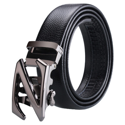 

New spot wild mens belt automatic buckle large Z letter belt mens casual pants with lychee black