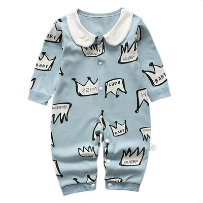 

Cute Newborn Baby Boys Girls Romper Crown Letters Print Long Sleeve Autumn Winter Cotton Rompers Kid Jumpsuit Outfits Clothing