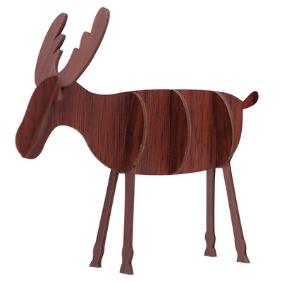 

2PCS Wooden Reindeer Elk Deer Christmas Tabletop Decoration Xmas Desk Ornament