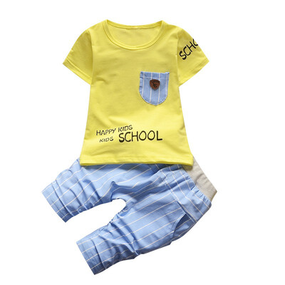 

Summer Childrens Clothing Cotton Two Piece Sets Boy Pocket T-shirt&Pants 0-3T Baby Kids Active Sport Suit