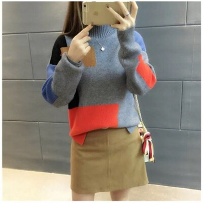 

Womens autumn&winter 2018 show a thin base sweater semi-turtleneck sweater loose&short style matching knitted sweater