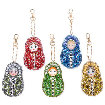 

5pcs DIY Full Drill Diamond Painting Special Shaped Russian Doll Key Chains