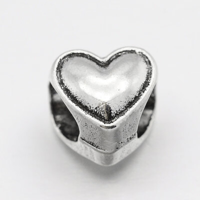 

Alloy Heart Large Hole European Beads Antique Silver 8x8x7mm Hole 4mm