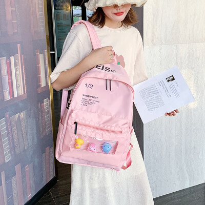 

Bags ins wind Korean version of high school transparent shoulder bag handbag 2019 new college wind large capacity travel backpack