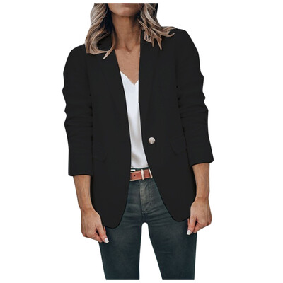 

Toponeto Fashion Autumn Women Office Worker Solid Full Sleeve Button Suit Jacket Coat