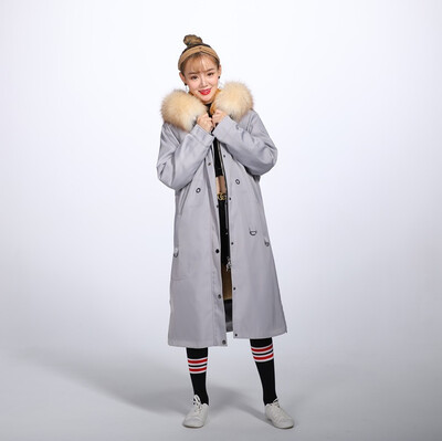 

QIU YAN sent over the new winter stars rabbit fur long paragraph Parker coat female fur coat 9329