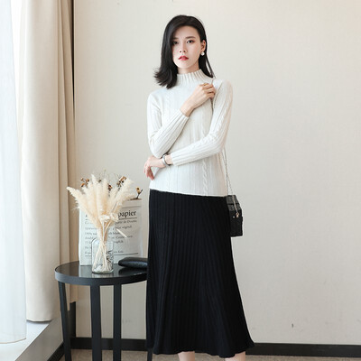 

QIANMUCHUN female half-high collar twisted cashmere woolen sweater soft cardigan 5780