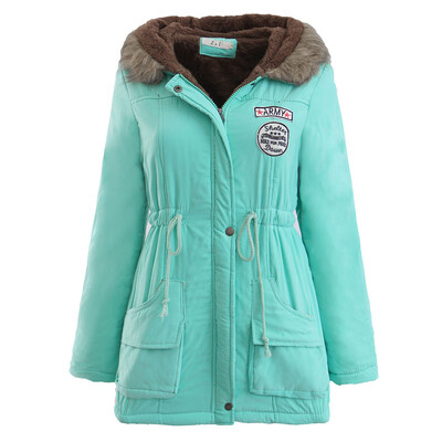 

Toponeto Women Long Coat Fur Collar Hooded Jacket Slim Winter Parka Outwear Coats AGL