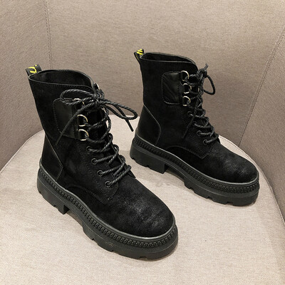 

Autumn fashion Joker Martins boots ins lace-up boots short tube British style thick bottom womens boots tide