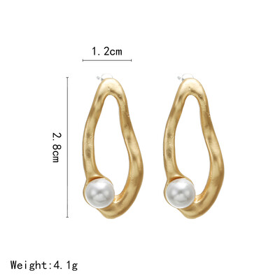 

Vintage Gold Drop Earrings For Women 2019 Geometric Drop Earring Big DIY Wedding Irregular Freshwater Pearl Fashion Jewelry