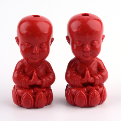 

Buddhist Monk Cinnabar Beads FireBrick 365x18x175mm Hole 3mm