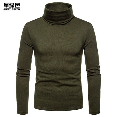 

Men Basic Long Sleeve Solid Color Turtleneck Slim Pullover Sweater Tops Shirts