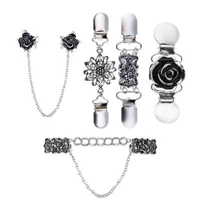 

4Pcs Sweater Shawl Clips Set Retro Cardigan Collar Clips Antique Flower Pattern for Women Girls