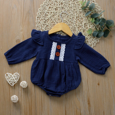 

Newborn Baby Girl Clothes Long Sleeve Button Romper Jumpsuit Bodysuit Outfit