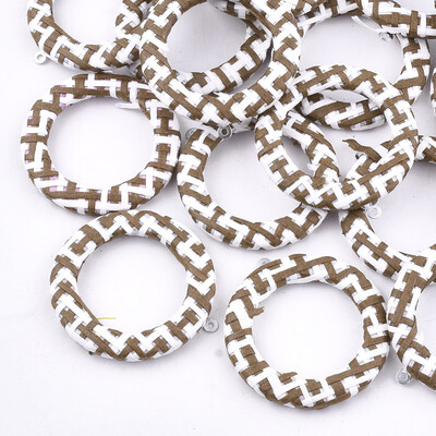 

Handmade Raffia Woven Pendants with Iron & Aluminum Findings Ring Platinum Camel 41x38x5mm Hole 14mm