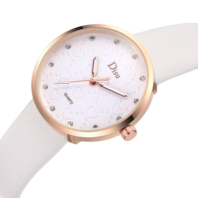 

RM Fashion Lady Frosted Dial Heart Shape Pattern Leather Belt Watch Quartz Watch
