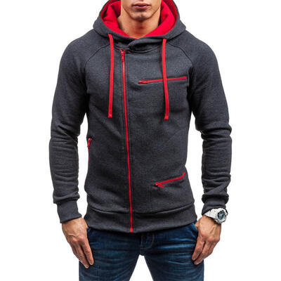 

Casual Slim Zipper Cardigan Drawstring Hooded Sweater Hoodie For Men