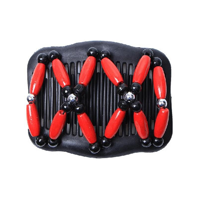 

Retro Wooden Beads Magic Hair Comb Double Row Hairpin Insert Women Hairstyle Clip