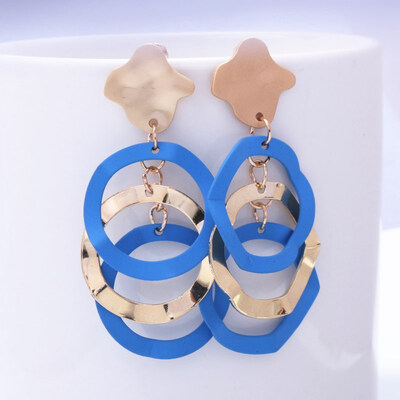 

EK608 Geometric Metal Spray Heart Flower Leaf Waterdrop Earrings for Women Statement Trendy Jewelry Brincos Party Pendientes