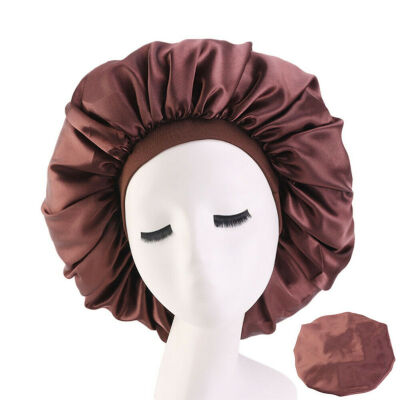 

Large Satin Night Sleep Cap Hair Bonnet Hat Head Cover Wide Band Adjust Elastic