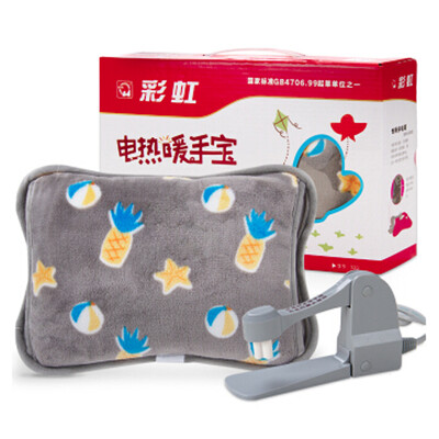 

Rainbow hand warmers double plug flashlight hot water bottle rechargeable warm treasure has been injected water heating bag gray pineapple
