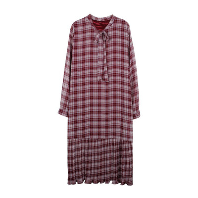 

Dress in long lattice students long sleeve han edition autumn outfit
