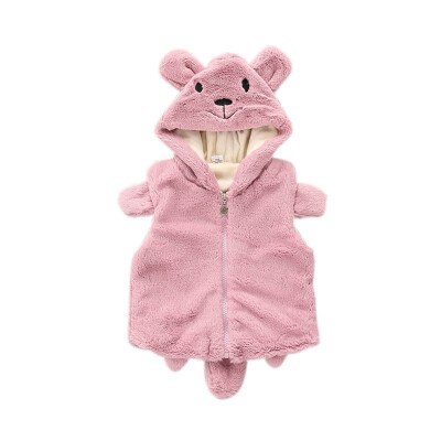 

Winter Kids Girls Thick Waistcoat Cute Bear Ears Solid Zipper Hooded Waistcoats Coats Outwears