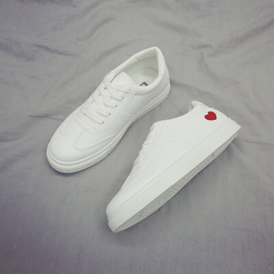 

2019 new leather love small white shoes female Korean version of the original casual board shoes ulzzang flat-soled white shoes