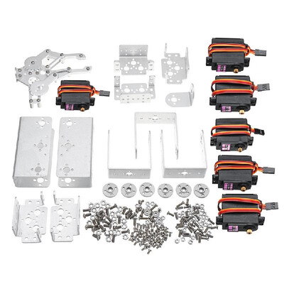 

DIY Aluminium Robot 6 DOF Arm Mechanical Robotic Arm Clamp Claw Mount DIY Kit wServos Servo Horn for Arduino-Silver