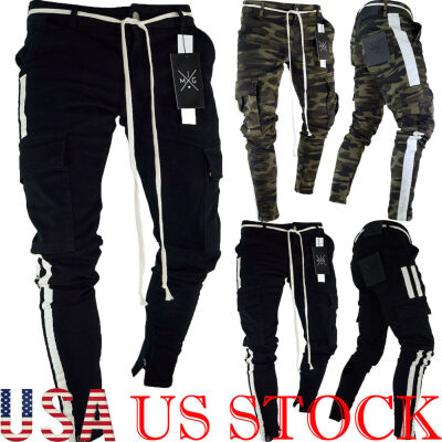 

Mens Casual Pants Twill Jogger Hip Hop Elastic Sports Slim Fit Stretch Trousers