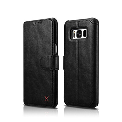 

2017 XOOMZ High Quality Genuine Leather Flip Cover For Samsung Galaxy S8 With Card Slot Leather Case For S8 Plus With Package