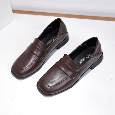 

2019 new style coarse&high-heeled shoes women England style retro square Korean womens shoes one-on-one shoes