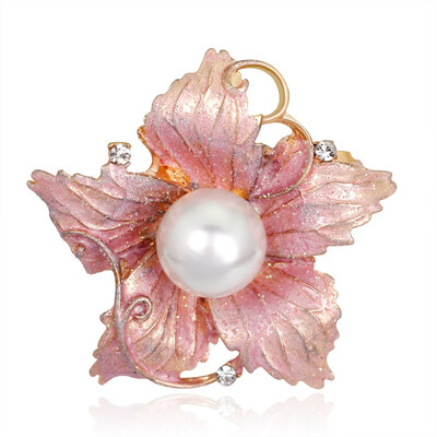 

Pink Flower Brooch For Women Jewelry Simulated Pearl Rhinestone Crystal Elegant Enamel Lapel Pin Brooches