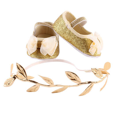 

Newborn Baby Girls Shoes Headband Set Baby Booties Shoes First Walker