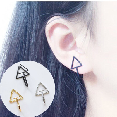 

New Fashion Clip Earrings For Women Imitation Pearl Cross Triangle Crystal Hollow U-shaped Ear Bone Cuff Invisible Men Jewelry