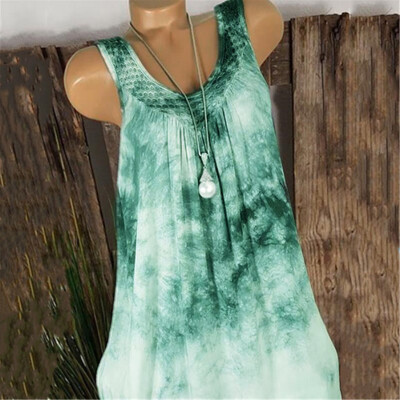 

Starmoon Women Plus Size Casual Lace Splice Print Daily Sleeveless Vest Tops Shirt Blouse