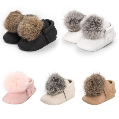 

Toddler Girls Hairball Crib Shoe Newborn Baby Soft Sole Pram Anti-slip Sneakers