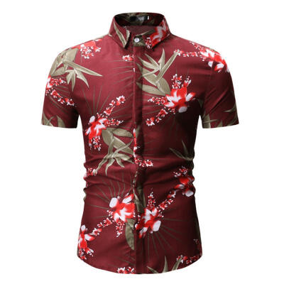 

Casual Floral Pattern Shirts Summer Short Sleeve Flower Top For Men