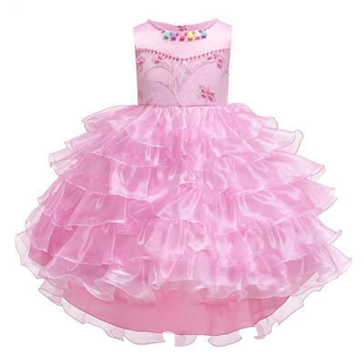 

Flower Decor Dress Sleeveless O-neck Children Mesh Princess Tutu Dresses