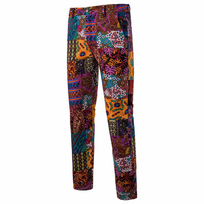 

Gobestart Mens Slim Vintage Ethnic Style Straight Cylinder Pants Business Trousers